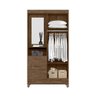 Guarda Roupa Capelinha Espelho Solteiro 2 Portas 2 Gavetas Castanho Wood Leme - Moval - 6
