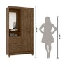 Guarda Roupa Capelinha Espelho Solteiro 2 Portas 2 Gavetas Castanho Wood Leme - Moval - 3