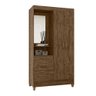 Guarda Roupa Capelinha Espelho Solteiro 2 Portas 2 Gavetas Castanho Wood Leme - Moval - 7