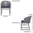 Ver imagem 2 de 2 Cadeira Noronha Aluminio Micro Pintura Grafite, Tr. Telinha Corda Nautica Grafite, Estofado - Azul