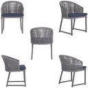 Ver imagem 5 de 2 Cadeira Noronha Aluminio Micro Pintura Grafite, Tr. Telinha Corda Nautica Grafite, Estofado - Azul