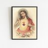 Quadro Arte Sacra Sagrado Coração de Jesus Vintage 24x18cm:madeira Preta - 2