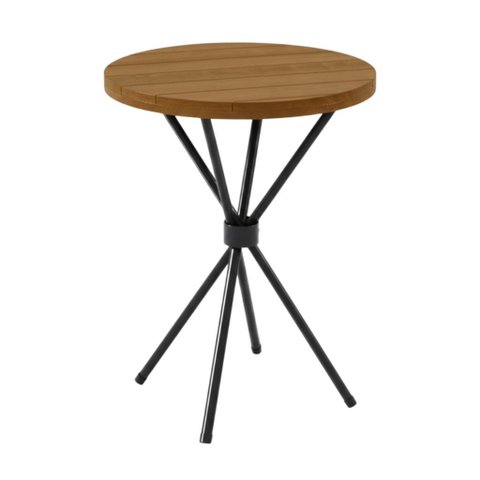Mesa Bistrô Paonanda Redonda Preto Fosco com Marrom 70x84 Cm