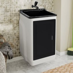 Gabinete Para Lavanderia Com Tanque Preto 01 Porta + Torneira + Fita Veda Rosca - 5