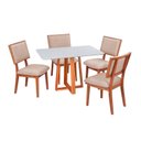 Ver imagem 2 de Conjunto Mesa Itália 4 Lugares com Tampo Off White e 4 Cadeiras em Madeira Maciça Estofadas Bréscia
