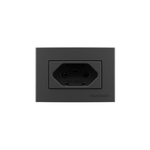 Placa para Móveis 65x45 com Tomada Margirius Sleek Colors 2p+t 10a Grafite