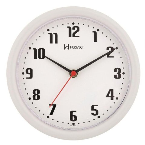 Relógio de Parede 22 Cm Herweg 6102 Diversas Cores Branco