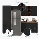 Ver imagem 5 de Armário De Cozinha Completa Com Adega 7 Portas 3 Gavetas Favorita Preto/Nature