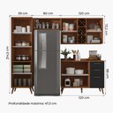 Ver imagem 4 de Armário De Cozinha Completa Com Adega 7 Portas 3 Gavetas Favorita Preto/Nature