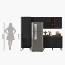 Ver imagem 2 de Armário De Cozinha Completa Com Adega 7 Portas 3 Gavetas Favorita Preto/Nature