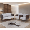 Ver imagem 2 de Conjunto Namoradeira e 02 Poltronas Orion Via Encanto Linho Cinza/Courano Marrom