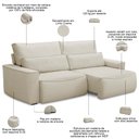 Ver imagem 3 de Sofá 3 Lugares Retrátil Reclinável para Sala de Estar 250cm Odilon F04 Linho Creme - Lyam Decor