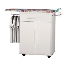 Mesa de Passar Roupas Branca Com Cabideiro Gabinete 2 Portas e 1 Gaveta - 3