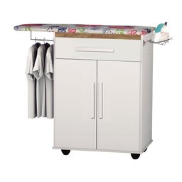 Mesa de Passar Roupas Branca Com Cabideiro Gabinete 2 Portas e 1 Gaveta - 4