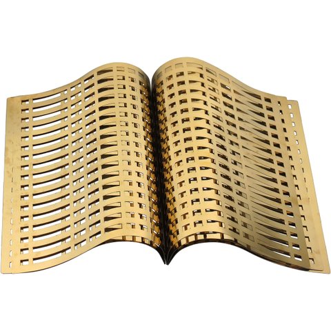 Escultura Decorativa Enfeite Casa Livro Aberto Home&co Aço Inox 30x36x36cm Dourado
