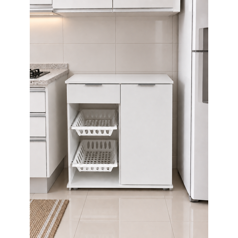 Balcão Fruteira Paula Microondas Bebedouro 1 Porta 1 Gaveta - Branco