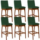 Ver imagem 1 de Kit 06 Banquetas Altas Para Cozinha Sala de Jantar Fixa Mila B04 Suede Verde Musgo - Lyam Decor