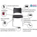 Ver imagem 4 de Cadeira Iso para Escola Escritório Comércio Preta Base Branca