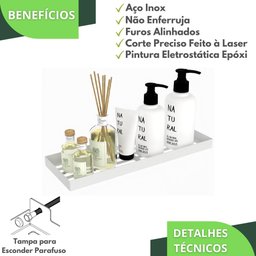 Porta Shampoo Inox Suporte De Parede Banheiro Branco MAX - 2
