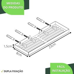 Porta Shampoo Inox Suporte De Parede Banheiro Branco MAX - 3