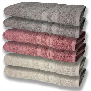 6 Toalhas Grande e Grossa Bege Rose Cinza