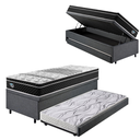 Ver imagem 1 de Bicama Box Baú Solteiro com Colchão Gransleep Ecoflex Molas Verticoil Linho Cinza 88x188