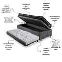 Ver imagem 5 de Bicama Box Baú Solteiro com Colchão Gransleep Ecoflex Molas Verticoil Linho Cinza 88x188