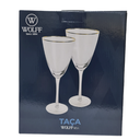 Ver imagem 5 de Cj 2 Tacas de Vidro Sodo-Calcico p/Vinho c/Borda Dourada Lines 400ml Wolff 29129
