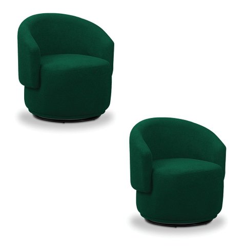 Poltrona Decorativa Orgânica Kit 2 Névoa Bouclê Verde E03 - D’Rossi