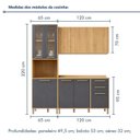 Ver imagem 3 de Cozinha Completa Modulada 3 Peças 9 Portas 2 Gavetas Salvador Bege/Cinamomo/Grafite