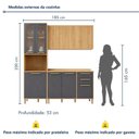 Ver imagem 4 de Cozinha Completa Modulada 3 Peças 9 Portas 2 Gavetas Salvador Bege/Cinamomo/Grafite