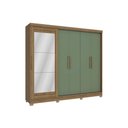 Ver imagem 1 de Guarda Roupa 5 Portas (1 C/ Espelho) e 4 Gavetas C/ Pés Cb01n564 Nogueira/verde - Kappesberg