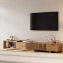 Ver imagem 1 de Rack Extensível para TV até 75 Polegadas Planejado 244cm Portas Ripadas Aruá CabeCasa MadeiraOriginals Marrom Jatobá