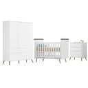 Ver imagem 1 de Dormitório Alice Guarda Roupa, Cômoda 3 Gavetas, Berço Branco - PR Baby