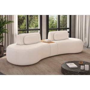Sofá Organico Modulado Retratil 285cm Linha Premium Bouclê Off-white Premiun