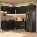 Ver imagem 1 de Armário de Cozinha Completa de Canto 402cm Preto Reims Madesa 03