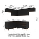 Ver imagem 4 de Armário de Cozinha Completa de Canto 402cm Preto Reims Madesa 03