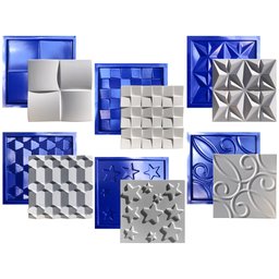 Conjunto 6 Formas 3d Gesso E Cimento Abs Azul 1mm  - 1