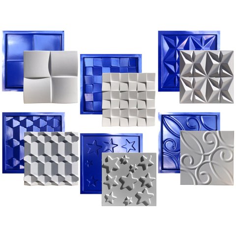 Conjunto 6 Formas 3d Gesso E Cimento Abs Azul 1mm 