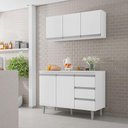 Ver imagem 3 de Balcão de Cozinha com Tampo 120 Cm e Armário Aéreo Andréia Branco Brilho - Ajl