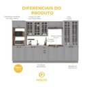 Ver imagem 5 de Armário de Cozinha Modulada Completa Fidelitá Nara 100% MDF 6 Peças 350cm 18 Portas 2 Gavetas sem