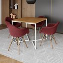 Ver imagem 1 de Conjunto de Mesa Industrial Base Branca Tampo Quadrado 90cm Canela 4 Poltronas Estofadas Vermelho