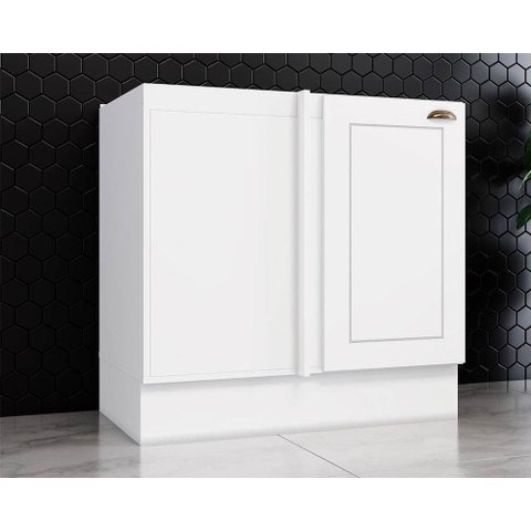 Gabinete de Cozinha Modulado Balcão Canto Reto Americana 1 Porta S/ Tampo Branco - Henn