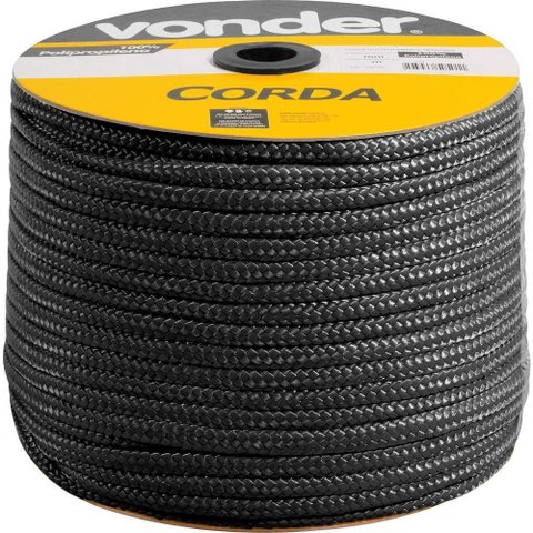 Corda Multifilamento Trançada 12mm 140m Preta Carretel Von