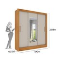 Ver imagem 3 de Guarda Roupa Valência com Espelho 3 Portas 4 Gavetas Tcil Móveis - Cinamomo/off White