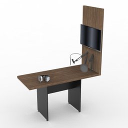 Mesa de Reunião 1,35m X 0,60cm Tampo 40mm Espessura com Painel Tv Ameixa Negra com Preto - 4