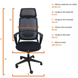 Cadeira Presidente Oficial Comfort Vinci - 6 - Vinci com Apoio - 3