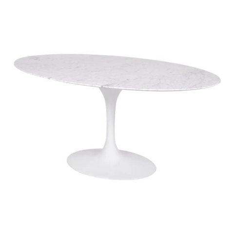 Mesa Saarinen Oval Carrara 120x80cm - Base Branca