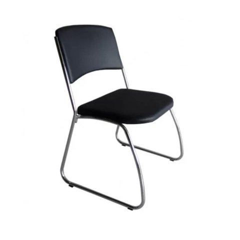 Cadeira Interlocutor Level Cromada - Cor Preto - (Empilhável) - Cadema - 32995