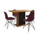 Ver imagem 6 de Mesa Jantar Londres Tampo Canela 120cm Base Preta 4 Cadeiras Ferro Preto Estofado Vermelho